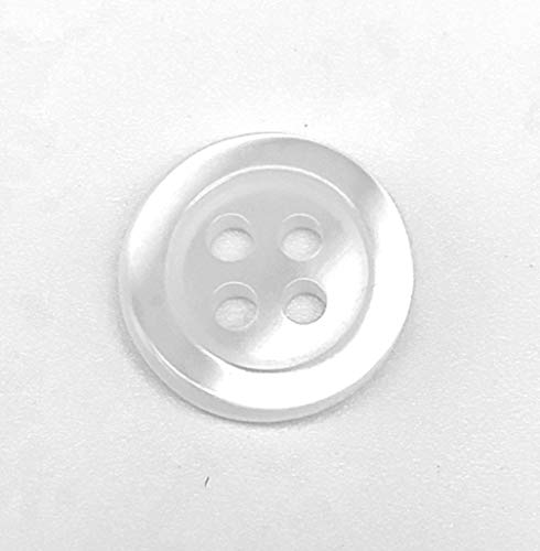 BOTIBOTON - 50 Botones para Camisa Blancos y Crudos - Botones nacarados pequeños para bebe, camisas de hombre y mujer de 10 mm y 12 mm - Fabricados y Enviados desde España (12 mm Blanco 4 Agujeros)