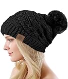 Bobelle Wear Mütze Damen, Warm Wintermütze Thermo Fleece Gefüttert, Weiche Bequem Beanie Strickmütze für Outdoorsport (DE/NL/SE/PL, Numerisch, 50, 58, Schwarz)