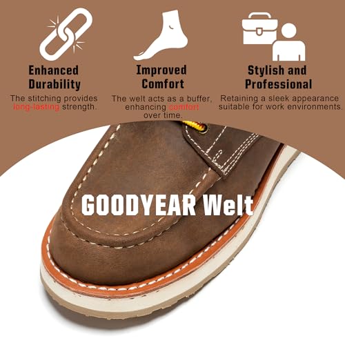 ROCKROOSTER Mantua - 8 inch Comfortable, Anti-fatigue Soft toe Rubber Outsole Work Boots for Men SAP3084