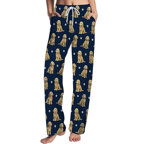 GNEW Funny Golden Retriever Dog Pajama Pants – Cute Lounge