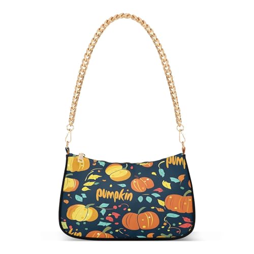 Bright Yellow Orange Pumpkin Shoulder Handbags for Women Travel Hobo