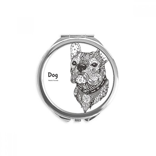 Miroir nomade de maquillage à glisser dans le sac avec dessin chien
