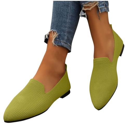 Women's Pointed Toe Knit Breathable Ballet Flats Fashion Casual Versatile Comfortable Casual Dress Slip On Flat Shoes4