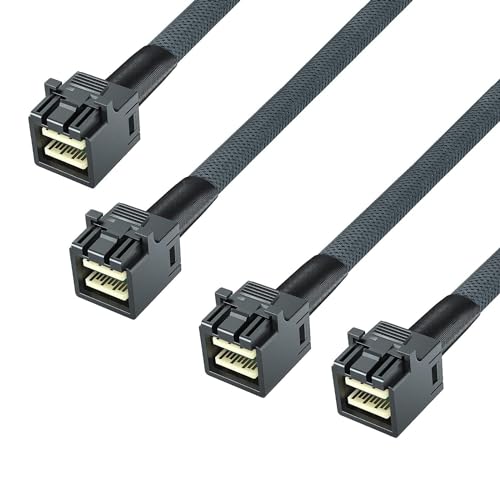 H!Fiber.com SFF-8643 to SFF-8643 12G Internal Mini SAS HD Cable, with Sideband, 100-Ohm,1-m(3.3ft),2 Pack
