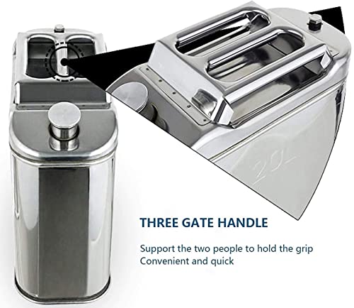Edelstahl-Kanister, 5 l, 10 l, 15 l, 20 l, tragbarer Benzintank, auslaufsicherer Behälter für Motorrad, Rasenmäher, Camping, Notfall-Backup-Aufbewahrung