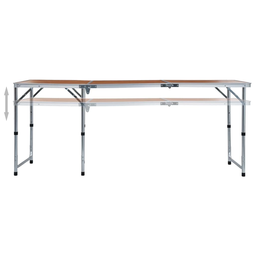 Klappbarer Campingtisch Aluminium 180 x 60 cm | Höhenverstellbar 55-70 cm, MDF-Tischplatte, Tragkraft 30-50 kg, mit Tragegriff