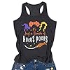 Hocus Pocus Halloween Tank Tops for Women Funny Sanderson Sisters Graphic Tee Racerback Sleeveless Shirts (Dark Grey, Small)