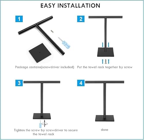 T-förmiger Handtuchständer für die Arbeitsplatte moderner Präsentationsständer Handtuchhalter aus Edelstahl mit schwerem Sockel für denUnterbau in Küche Bad Schlafzimmer Waschtisch Ohne Bohren(1 Pack)