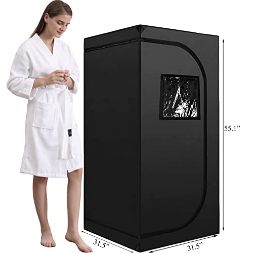 Zonemel Portable Sauna Tent, Full Size 1 Person Home Spa Tent For Relaxation Detox Therapy (Steamer Not Included- Black, 55.1"X31.5"X31.5") #TOP3