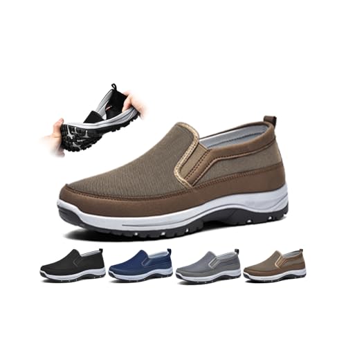 Men's Orthopedic Shoes, Non-Slip with Arch Support, Comfortable, Breathable, Lightweight, Soft Sole, One-Step Canvas Outdoor Hiking Sports Shoes