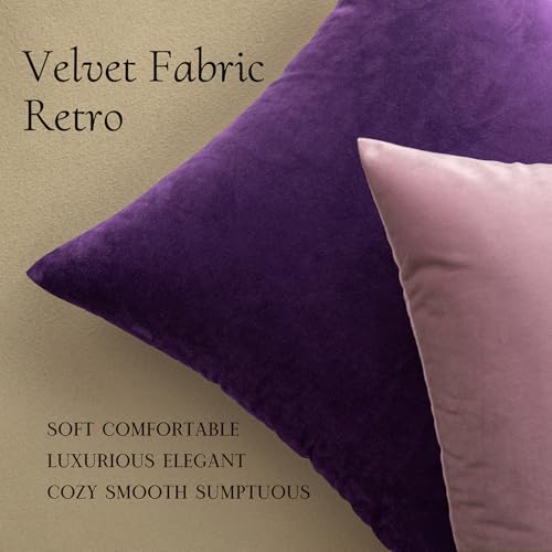 Image of MIULEE Velvet Throw Pillow Covers 16x16 Inch, Pack of 2 - Eggplant Purple, Super Soft Decorative Square Cushion Cases Modern Luxury Home Decor for Sofa,Couch,Bed,Chair