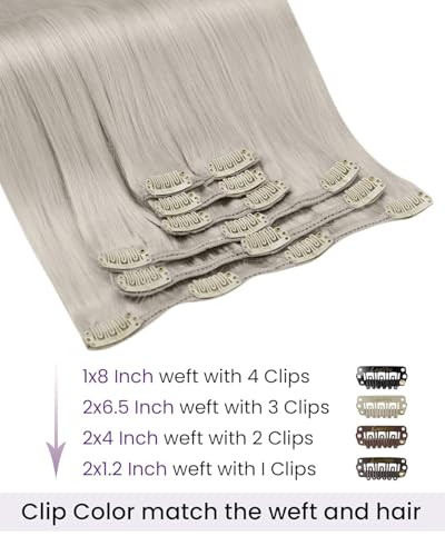 Image of LaaVoo Human Hair Clip In Extensions, For Quick Volume, 14 Inch | Cool Toned Platinum Blonde, 120g 7pcs, Clip In Hair Extensions Real Human Hair, Soft, Thick Full