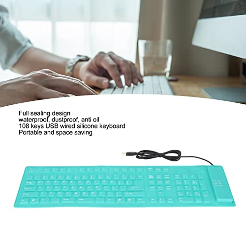 Clavier silicone pliable vert ASHATA lavable pour travailler au café