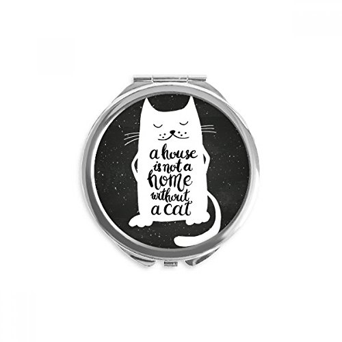 Miroir rond de poche chat cadeau mignon blanc noir pour amoureuse des chats
