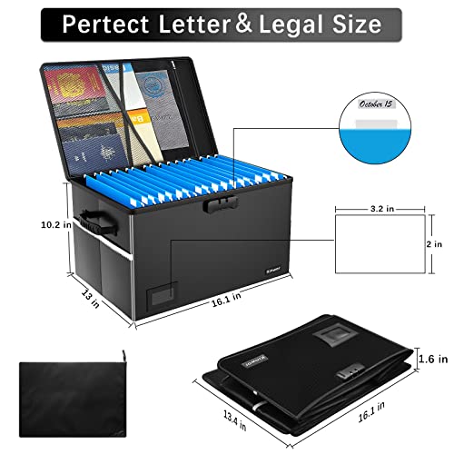Kinwor File Box With Lock,File Folder Organizer, Fireproof Document Organizer,Waterproof, Anti-Static, Multi-Layer/Pockets, Fireproof Document Box For Letter & Legal Size Folder/Books Storage #TOP3