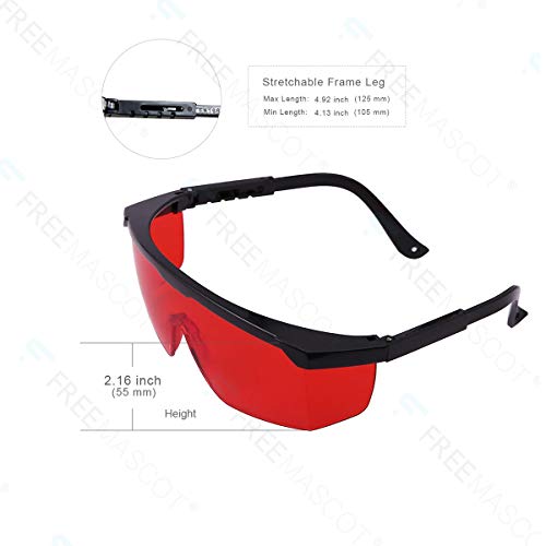 Freemascot Od 4+ 190Nm-550Nm Wavelength Laser Safety Glasses For Typical 405Nm, 445Nm, 450Nm,520Nm,532Nm Laser Light For Hair Removal Laser Treatment Eye Protection Goggles (Red) #TOP2