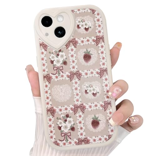 Lovmooful Compatible for iPhone 13 Case Cute Flower Floral Bow Strawberry with Love Lens Bumper Protector for Girls Women Soft TPU Shockproof Protective Girly for iPhone 13-Lace Flower