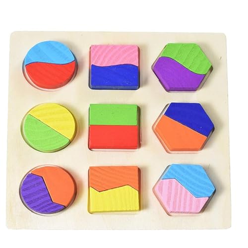 SHINETOY Shape Simple Wooden Puzzle Set for Toddlers First Shape Toys Color Shape Sorting Puzzle Peg Matching Montessori Geometric Early Educational Toys