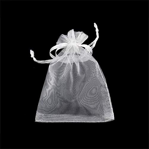 Rainbowroseus 100Pcs 5X7 Inches Organza Gift Bags With Drawstring-White #TOP2