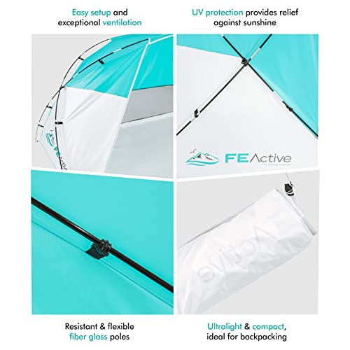 Fe Active Pop Up Beach Shelter - Easy Set Up Family Beach Tent Outdoor Sun Shelter Half Dome Canopy Tent Adults & Kids Sun Shade For Camping, Hiking, Travel, Backpacking | Designed In California, Usa #TOP3