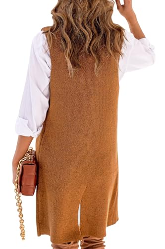Image of IDEALSANXUN Womens Long Sweater Vest Fall Winter Sleeveless Knit Cardigan Outerwear