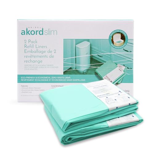 Image of Janibell Akord Slim Adult Diaper Pail Refill Liners, 2 Count - Fits Akord 280 Slim, Odor Locking, Easy Cut & Tie, Hands-Free, Continuous Liner System - Each 2-Pack Holds Up to 576 Adult Diapers