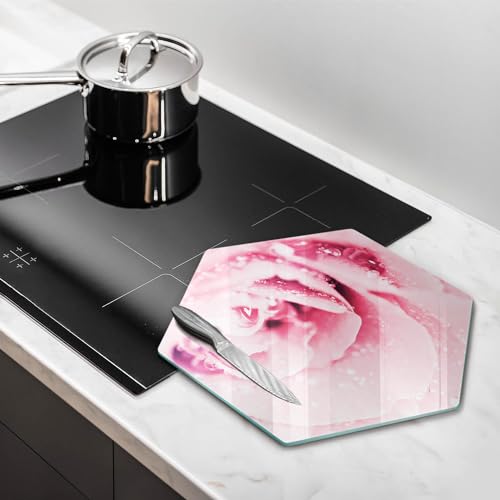 Planche à découper induction Wallfluent 40cm hexagonale Rosa Drops - 3