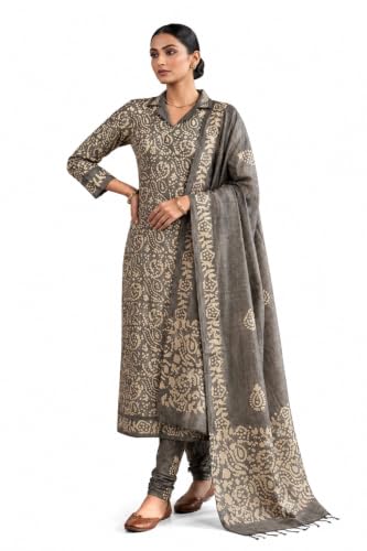 Image of HAIDER ALI AND SONS Women's Cotton Silk Batik Print Unstitched Salwar Suit Dress Material with Dupatta | Bhagalpuri Handloom Fabric | Casual, Office & Festival Wear