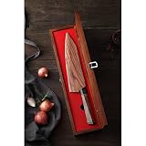 Nóż Dellinger Kiritsuke CHEF – nóż kucharski z japońskiej stali VG-10 i 67 warstw stali damasceńskiej z ergonomicznym uchwytem, ostrze 215 mm
