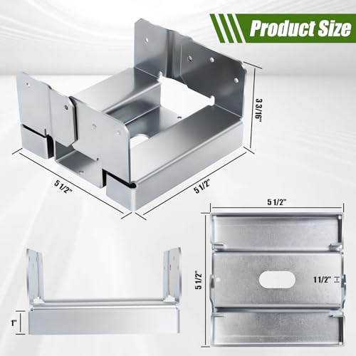 6pcs 6"x6" Post Base for Concrete Heavy Duty Galvanized Post Anchor Base Adjustable Wood Post Bracket Kit with 1" Standoff for Deck Patio/Gazebo/Pergola