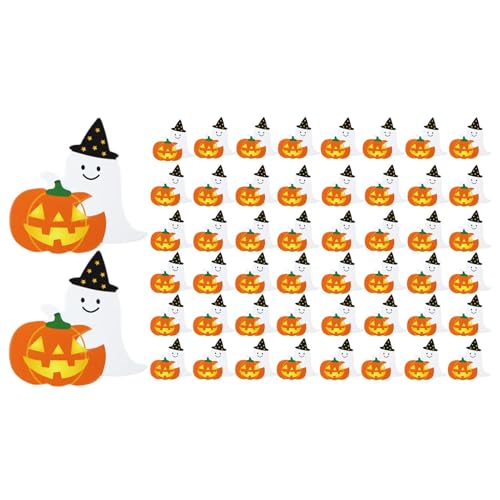 50x Tarjeta única de embalaje de caramelos fantasma calabaza de halloween | Portapiruletas para caramelos de halloween - Tarjetas de papel Chupete de 8x8cm, Tarjetas de papel Chupete de halloween