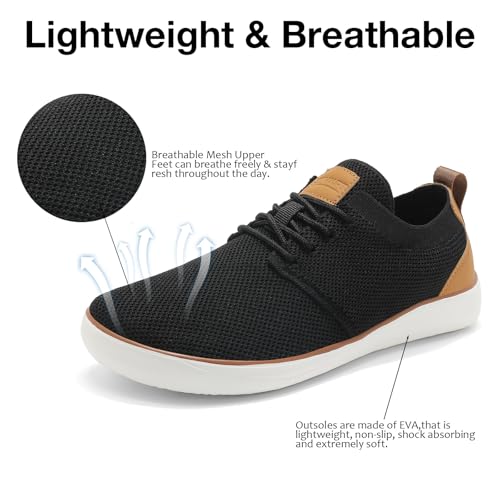 CFVKPT Mens Wide Toe Box Dress Shoes Barefoot Shoes with Zero Drop Sole Business Oxfords Fashion Casual Sneakers Size 6.5-132