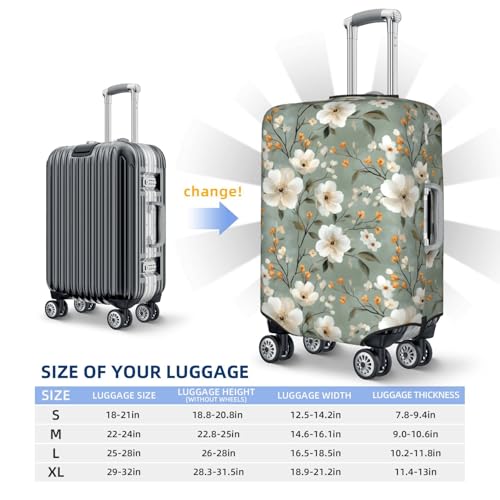 Luggage Cover Protector - Bright White Florals Print Suitcase Covers for Luggage Fit 18-21 Inch Suitcase2