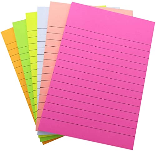 Image of Amazon Brand - Umi Ruled Multicolored Self Stick Note Pad of 4 x 6 inch 100 Sheets