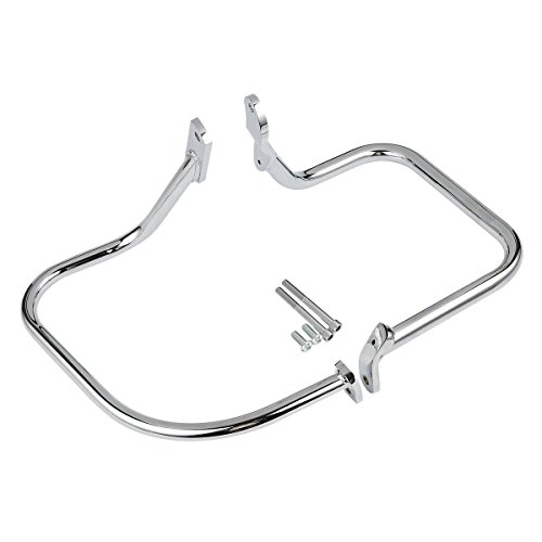 TCT-MOTORPARTS Saddlebag Guard Rails Rear Support Bar Fit for Harley Heritage Softail Classic 2000-2017 FLST FLSTC; 2000-2005 FXST FXSTB FXSTS Models Chrome 2016 2015 2014