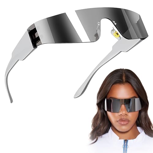 Jocanova Futuristische Sonnenbrille,Techno Brille,Schnelle Brille,Space Brille Alien Brille set,Halloween Brillen,Futuristische Verspiegelte Sonnenbrille,Funbrille,Partybrille,Cosplay Kostüm Zubehör