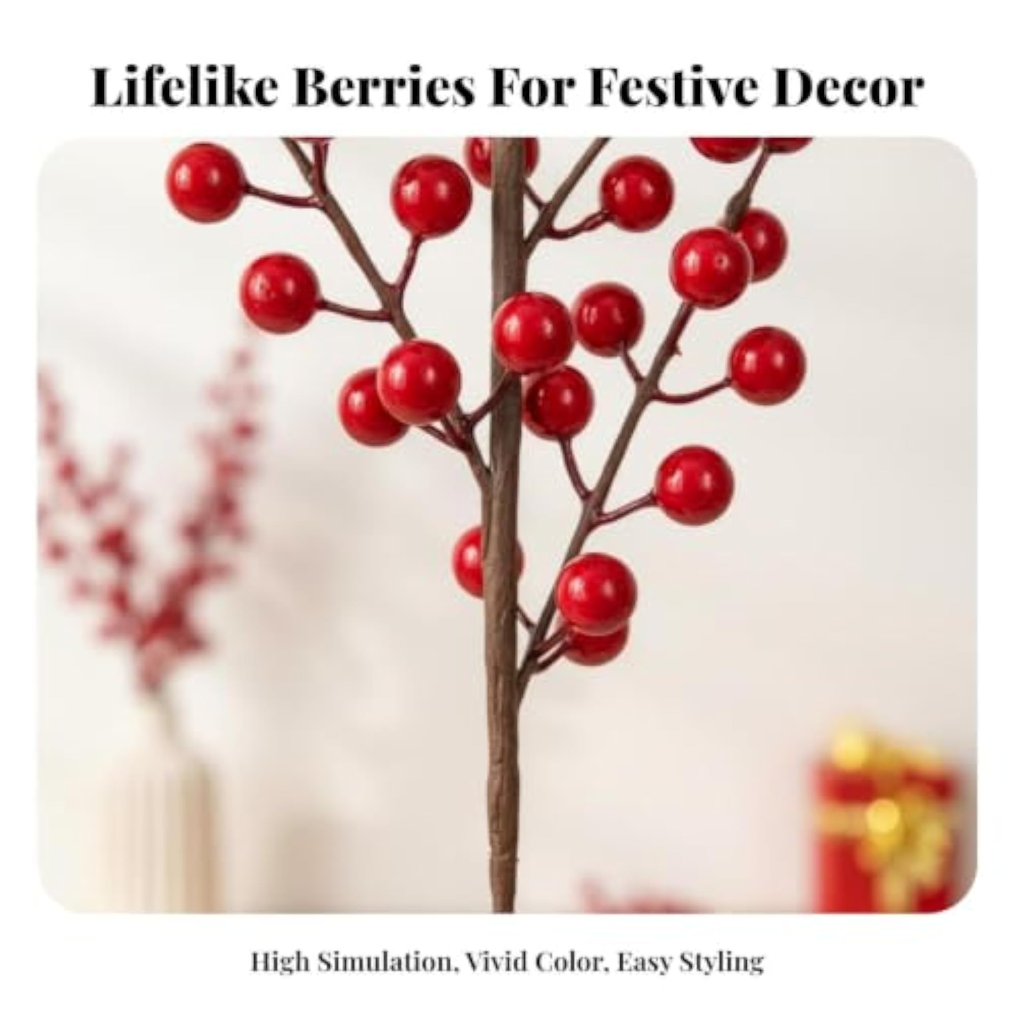 Artificial Holly Berry Branch for New Year Decor