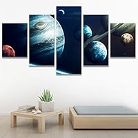 SIGNWIN 5 Panel Canvas Wall Art Modern Art Astronomy & Space Colorful Cosmic Decorative Elements Multicolor Photography for Home Decorations Ready to Hang - 60