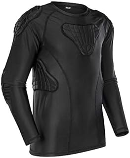 TUOY Kids Youth Padded Compression Shirt - Long Sleeve Padded Protective Shirt for Football Baseball Black