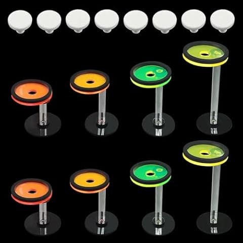 Saricho Live Coral Reef frag Rack，frag Plugs Holder for Coral，Fluorescent Acrylic Coral frag Bracket，This Set Contains 8 columnar Acrylic Holders and 8 White Premium Ceramic Bases Cover