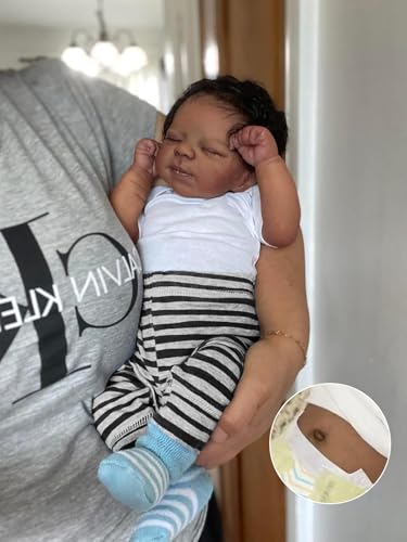 Muñeco Reborn Bebé 18 Pulgadas Negro Realista miniatura 3