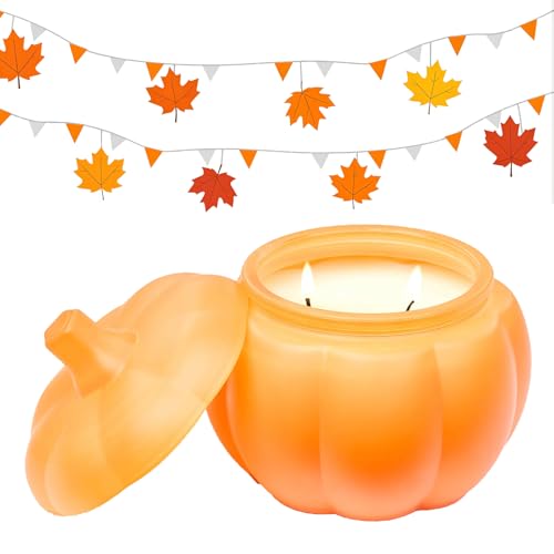 M&SENSE Pumpkin Shaped Soy Candle 14.5-Oz 85-Hour Burn Time Cinnamon Pumpkin Scented Candle for Fall Halloween & Thanksgiving Candle Home Decor