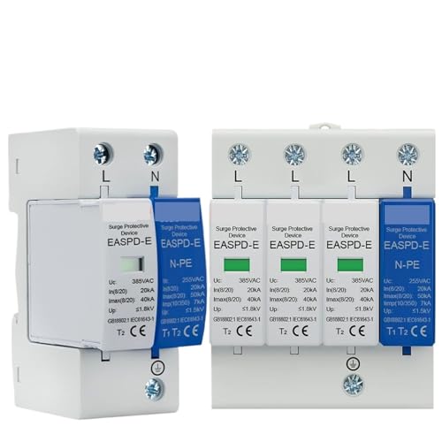2P 4P AC SPD 1P+N-PE 20KA 40AK 50KA T1 T2 275V 385V House Surge Protector Protective Low-voltage Arrester Device(4P,275V)