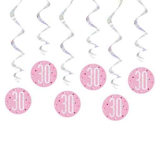Decorazioni A Spirale Per 70° Compleanno – Unique Party – Rosa E Argento, 81 Cm, Confezione Da 6 Pezzi - 2