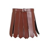 BALINGNIANDAI Male Roman Knight Armor Skirt Retro Medieval Viking Pirate Leather Apron Belt Halloween Cosplay Prop Brown