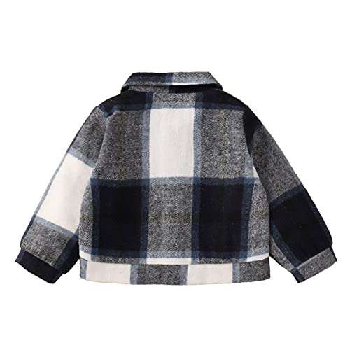 Boys Winter Coat Shirt Coat Jacket Plaid Long Sleeve Kids Turn Down Collar Button Tops Outwear 6month (Blue, 4-5 Years)4
