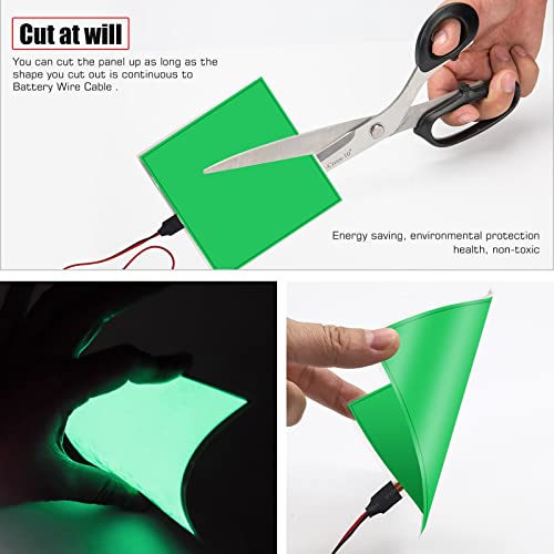 Image of Glowing LED Eyes Cuttable 10 * 10cm EL Panel Electroluminescent Light Sheet Decorations Light Lamp Sheet Sheet with Battery Inverter (Green)