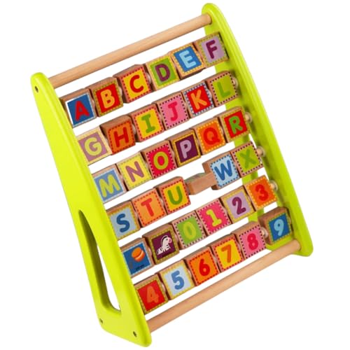 Gatuida Juguete de Letras de Madera Multifuncional, Tablero de Cognición Números y Letras, Estante Educativo, Desarrollo Motricidad Fina y Coordinación Mano-Ojo, Color Verde