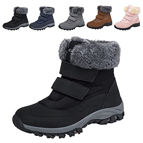 Fadezar Winterstiefel Damen Gefüttert Warme Winterschuhe Wasserdicht Schneestiefel Draussen Trekkingschuhe Boots rutschfest Leichte Schwarz 37 EU Cover