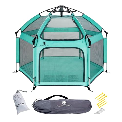 Image of POP 'N GO Premium Indoor and Outdoor Baby Playpen - Portable, Lightweight, Pop Up Pack and Play Toddler Play Yard w/Canopy and Travel Bag - Sweet Mint